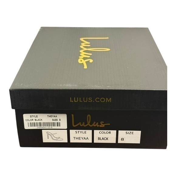 NIB Lulus Theyaa Black Faux Suede Square Toe High Heel Sandals Size 8 - Picture 8 of 9